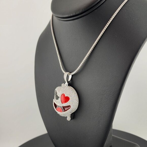 Two-Faced Charm: Half & Half Emoji Necklace in 925 Silver - Picture 5 of 8